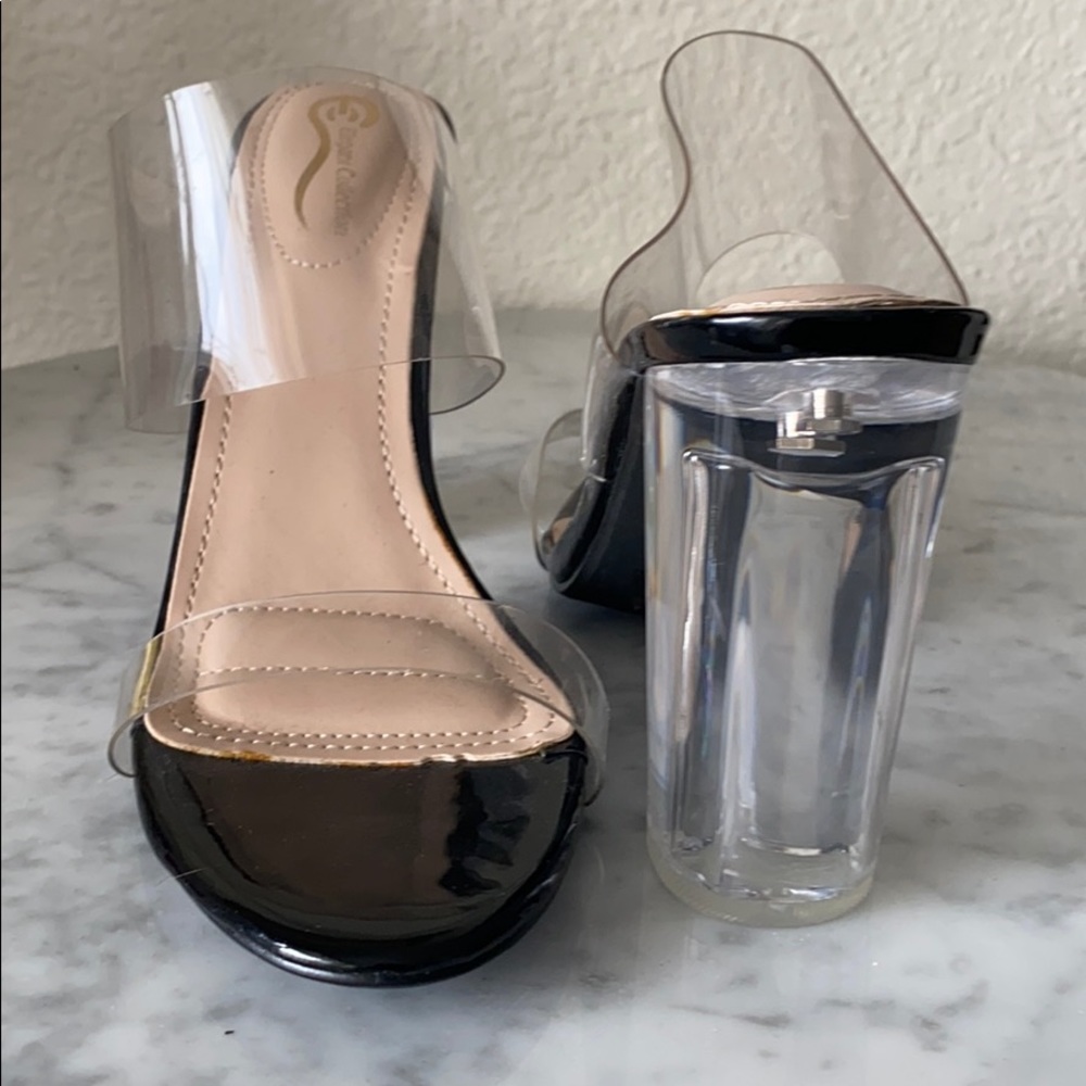 Elegant Collection Clear Strap And Block Heel - image 3